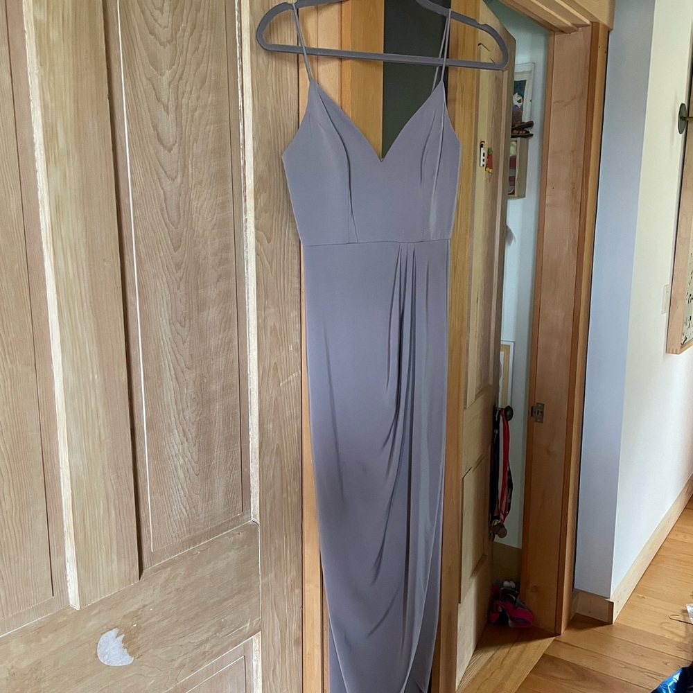 Shona Joy Gray Sheath Maxi Dress with Slit